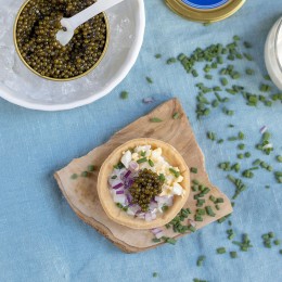 Caviar del tíbet tartlets