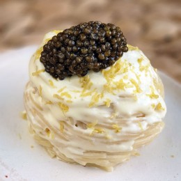 Spaghetti al limone con Caviar del Tíbet