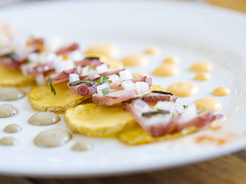 Láminas de pulpo con patata